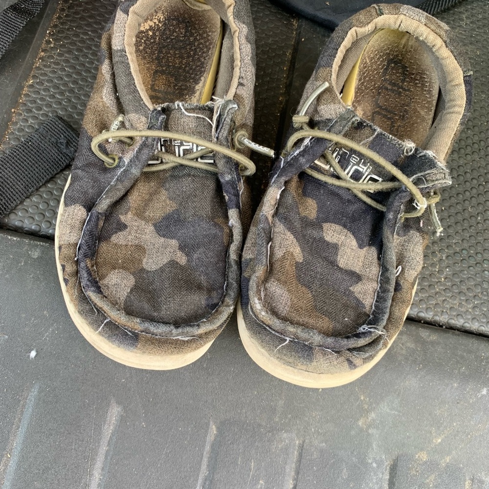 Hey Dude Brown and Black Moccasins with Classic Stitching